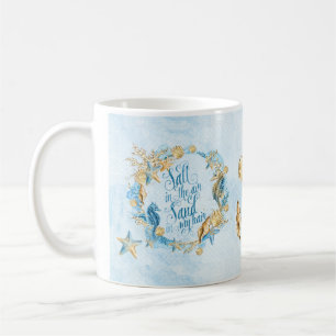 Blått strand vid Seashell mugg