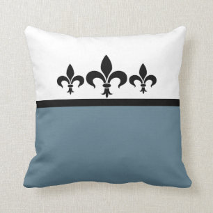 Blått Stroppig Fleur De Lis Kudde