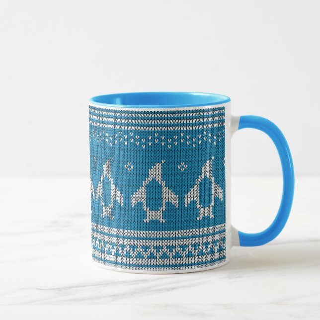 Blått stucken bakgrund mugg (Höger)