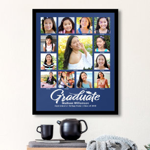 Blått Studenten K-12 Photo Collage Script Modern Poster