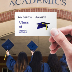 Blått studentmössa 2023 - namn-kort