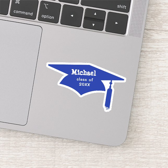 Blått Studentmössa med Tassel - Namn / Klass av Klistermärken (Detalj)