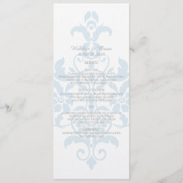 Blått, subtilt Damask Wedding Menu Meny