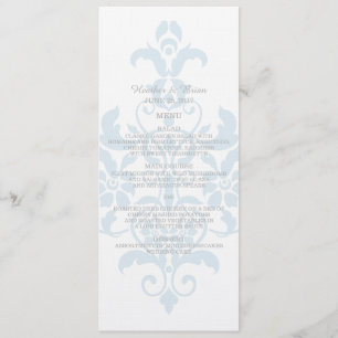 Blått, subtilt Damask Wedding Menu Meny