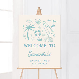 Blått Surfa Baby ombord på babyskor Välkomsthälsa Poster