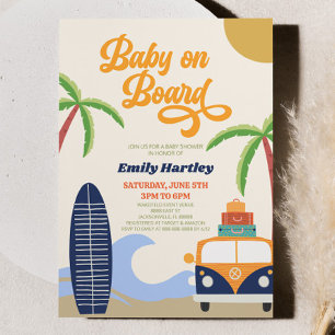 Blått Surfa för återfyllnadsträdning för baby ombo Inbjudningar