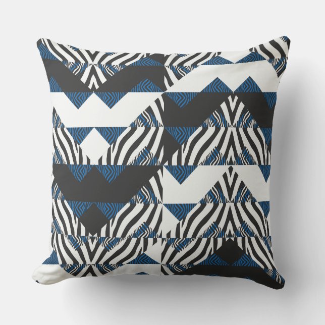 Blått/svart djurtryck Reversible Pillow Kudde (Framsida)