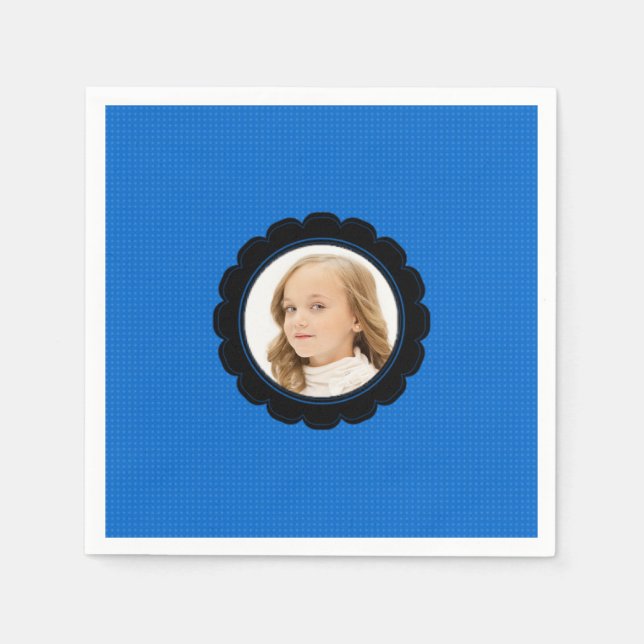 Blått svart färdigt utbytesbild pappersservett (Framsidan)