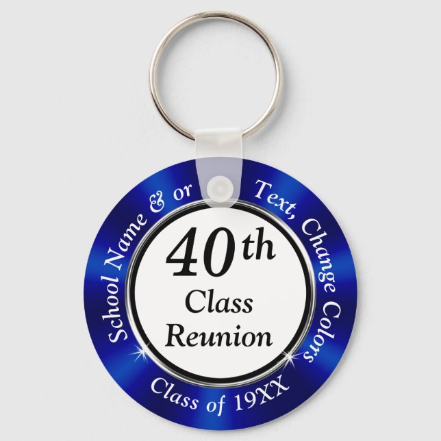 Blått, svart och vitt 40 års skolåterförening nyckelring (Framsida)