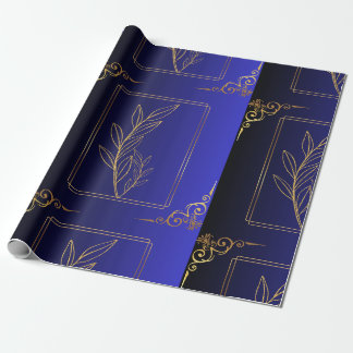 Blått&svart övertoning Golden Ram mönster Presentpapper