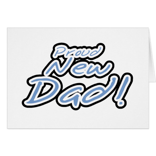 Blått/svart text stolt Ny pappa Hälsningskort (Framsidan Horizontal)