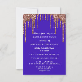 Blått Sweet sixteen Dress Glitter-dropp, svart, Ro Inbjudningar