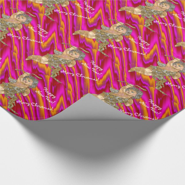 Blått synad julängel presentpapper (Hörn)