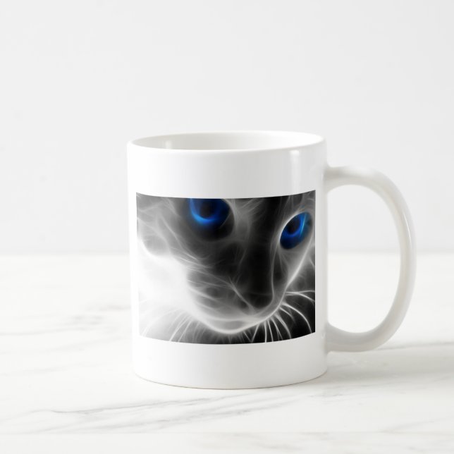 Blått synad svartvit kattunge kaffemugg (Höger)