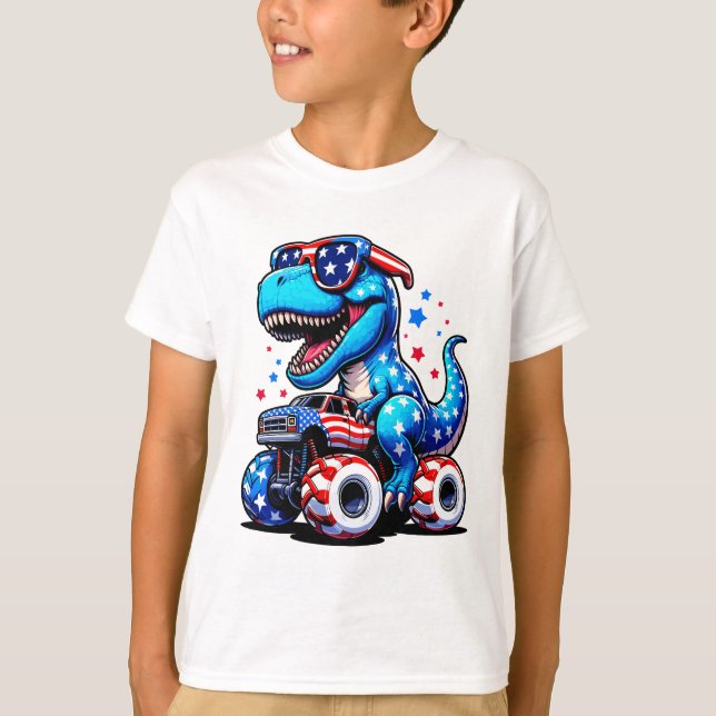 Blått T-REX-cute för boys T-Shirt (Framsida)