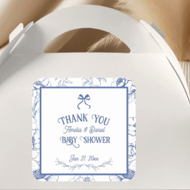 Blått Tack för för barn med Blommigt av vintage Fyrkantigt Klistermärke