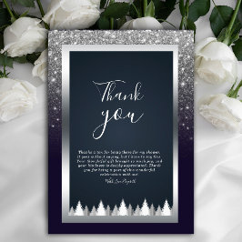 Blått Tack för mörk i Moody Silver Inbjudningar