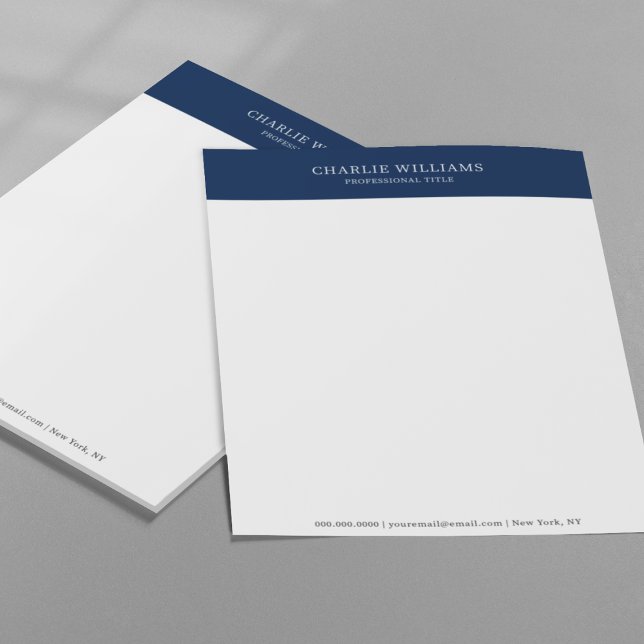 Blått Tack i eleganten efter jobbintervju Brevhuvud (Elegant Navy Blue Thank You After Job Interview Letterhead
)