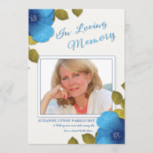 Blått Tack Sympathy Anpassningsbar Photo Card Kort