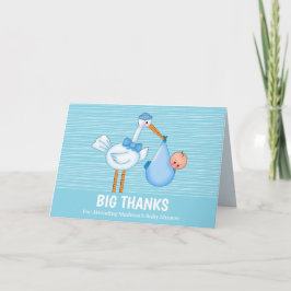 Blått tackkort för Cute Stork Big Tack Kort