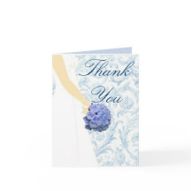 Blått tackkort för elegant bröllop