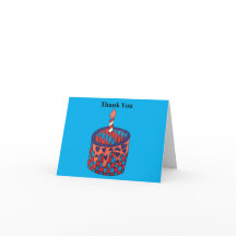 Blått tackkort för födelsedagskalas