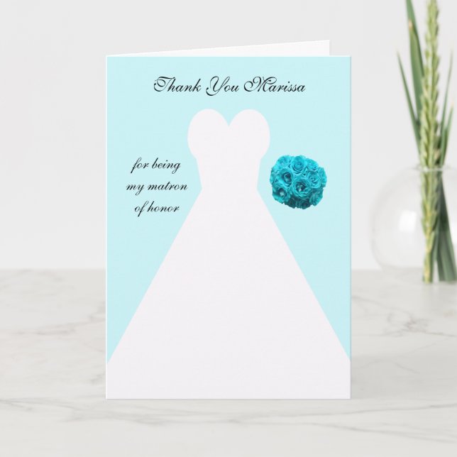 Blått tackkort till Matron of Honor (Framsida)