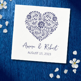 Blått talavera hjärta pappersservett