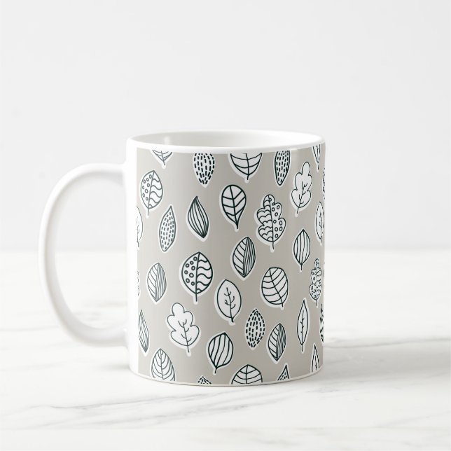 Blått Tan Löv-jordbrukshus Land Rustic Cute Kaffemugg (Vänster)