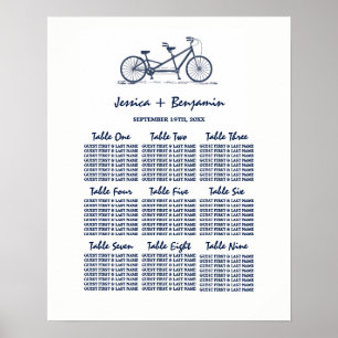 Blått Tandem Bike Bröllop-sätesdiagram Poster