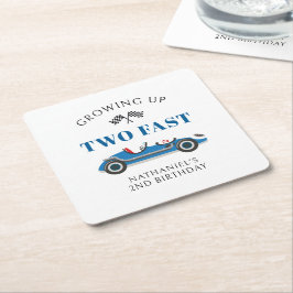 Blått Tävla - bil 2:a födelsedag Party Underlägg Papper Kvadrat