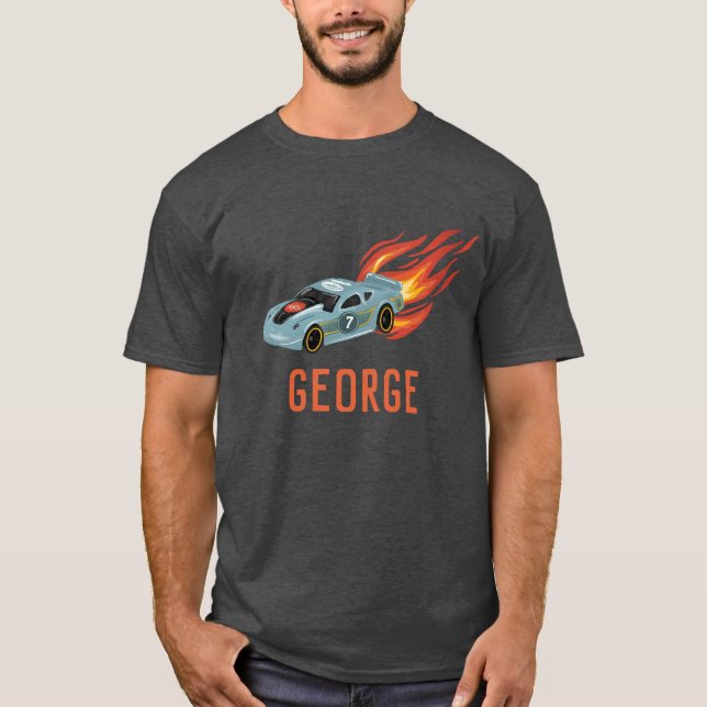 Blått Tävla för hett med nummer T Shirt (Framsida)