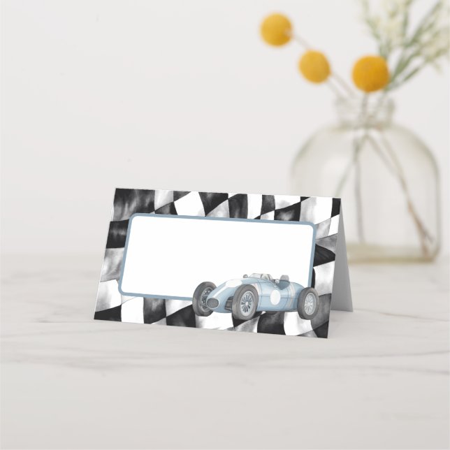 Blått Tävling-Födelsedagsfest - monteringskort Placeringskort (Framsida)