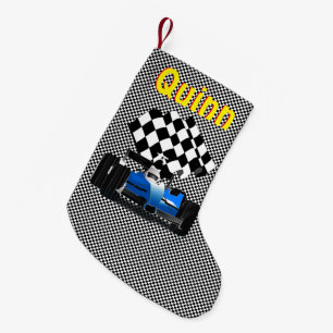 Blått Tävling-kort med kontrollerad Flagga Liten Julstrumpa