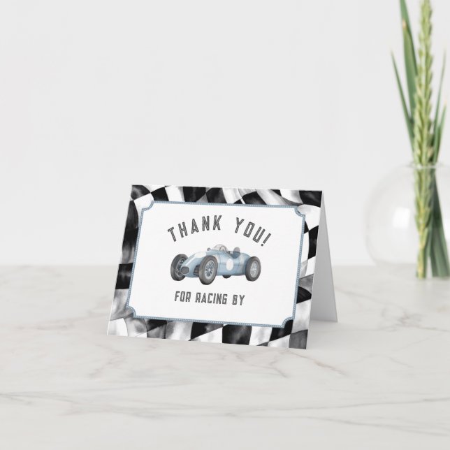 Blått Tävling-kort - tack för Födelsedagsfest med  Kort (Framsida)