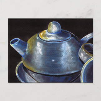 Blått tea-vykort (Lori Corbett) Vykort