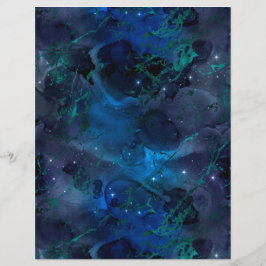 Blått Teal Marmor Galaxy Scrapbok Pappersark