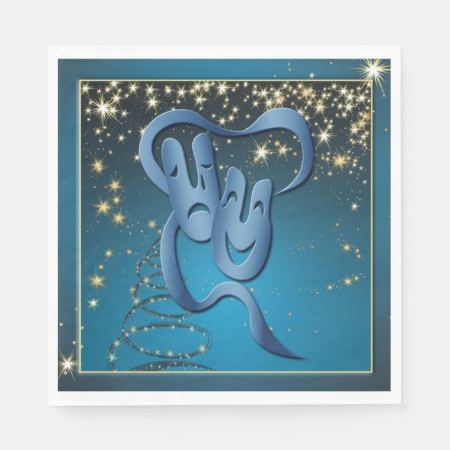 Blått teaterpjäs pappersservett (Framsidan)