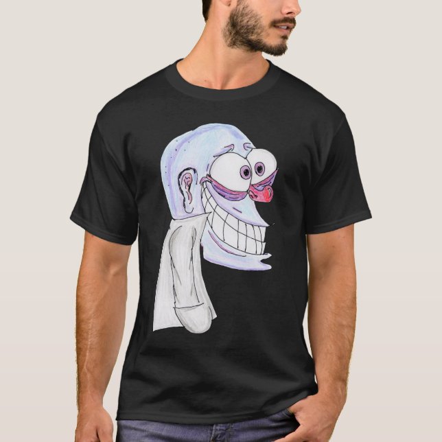 blått tecken som ler med kappa t shirt (Framsida)