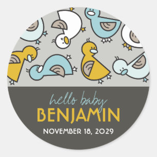 Blått Tecknad Ankor Hej Pojke Sticker Runt Klistermärke