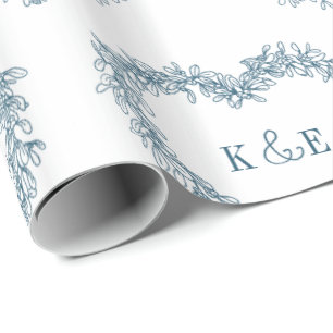 Blått teckning monogramblått presentpapper
