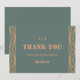 Blått Terracotta Monogram Bröllop - tackkort Tack Kort