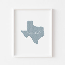 Blått Texas-babytryck för vattenfärg Poster