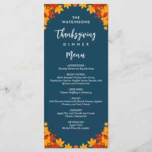 Blått thanksgiving för höst löv flotta meny