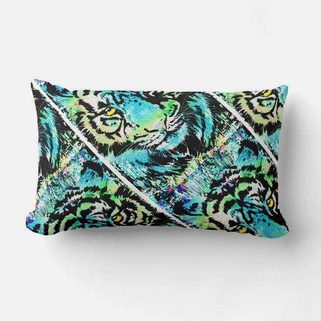Blått tigerhuvudsverk - Tiger Dekorativ kudde (Framsida)