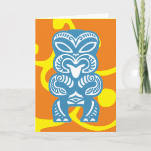 Blått Tiki Figur-symbolkort för Lycka till Kort