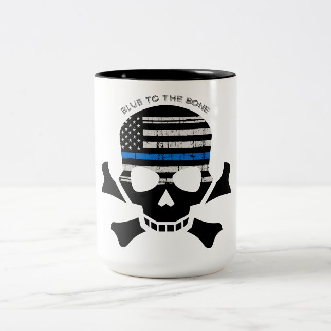 Blått till benet (svart) Två-Tonad mugg (Center)