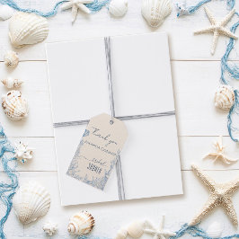 Blått toalett hav tema Bröllopsdusch Presentetikett