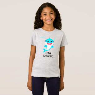 Blått Tonåring Shark med klammerparentes och hörlu T Shirt