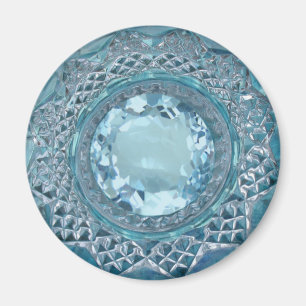 Blått topoaz och klippt glas magnet